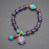 Amethyst & Amazonite Round Beads Rough Nugget Stone Bracelets