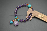 Amethyst & Amazonite Round Beads Rough Nugget Stone Bracelets