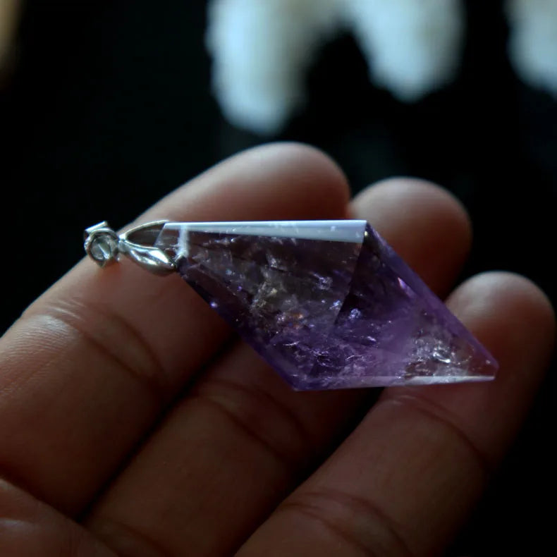 Amethyst Crystal Pendant Double Pointed Chakra Pendulum