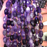 Natural Amethysts Barrel Beads, Purple Crystal Rice Shaped Loose Spacer Beads
