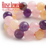 Amethysts Citrine Pink Quartz Crystal Beads Round Loose Stone Beads 6 8 10mm