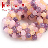 Amethysts Citrine Pink Quartz Crystal Beads Round Loose Stone Beads 6 8 10mm