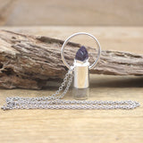 Amethyst Lapis Perfume Bottle Pendant Necklace