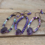 Amethysts Double Point Fluorite Jaspers Bracelet