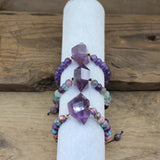 Amethysts Double Point Fluorite Jaspers Bracelet