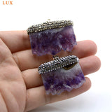 Amethysts Druzy Pave Crystal Pendant for Necklace