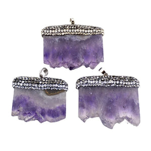 Amethysts Druzy Pave Crystal Pendant for Necklace