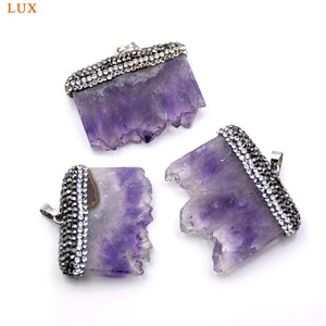 Amethysts Druzy Pave Crystal Pendant for Necklace