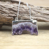 Amethyst Druzy Pendant Necklace Healing Crystal Quartz Charm