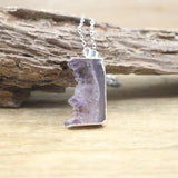 Amethyst Druzy Pendant Necklace Healing Crystal Quartz Charm