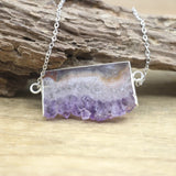 Amethyst Druzy Pendant Necklace Healing Crystal Quartz Charm