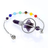 Amethyst Merkaba Pencil Pendant 7 Chakra Chain