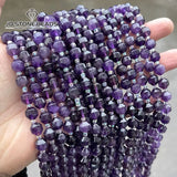Natural Amethysts Purple Crystal Faceted Olive Beads