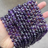 Natural Amethysts Purple Crystal Faceted Olive Beads
