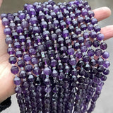 Natural Amethysts Purple Crystal Faceted Olive Beads