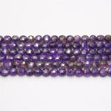 Amethyst Purple Quartz Crystal Beads Coin Flat Faceted Round Spacer Loose Beads