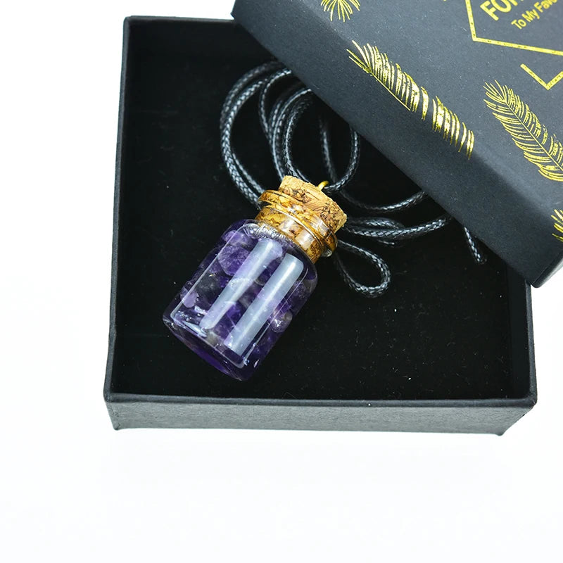 Amethyst Quartz Crystal Pendant Necklace Reiki Healing Yoga