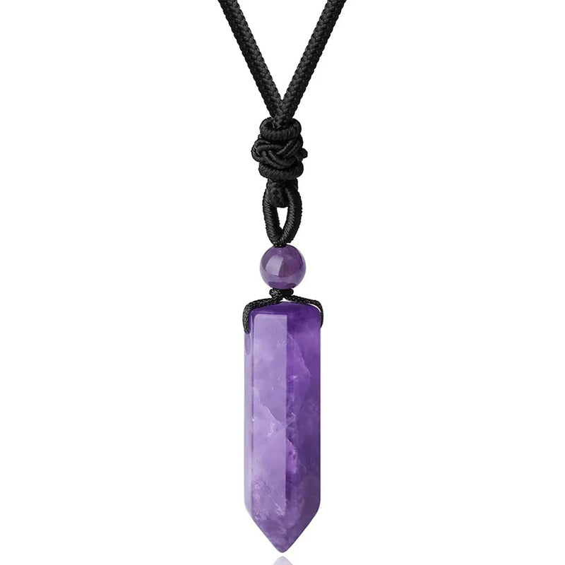 Amethyst Reiki Tree of Life Pendant Braided Necklace