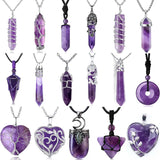 Amethyst Reiki Tree of Life Pendant Braided Necklace