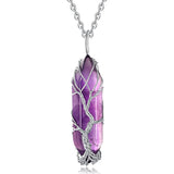 Amethyst Reiki Tree of Life Pendant Braided Necklace