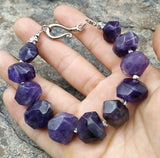 Natural Amethysts Stone Beads Bracelet