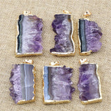 Amethysts Druzys Slice Pendants Healing Crystal Necklace