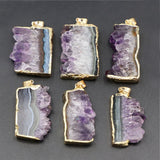 Amethysts Druzys Slice Pendants Healing Crystal Necklace