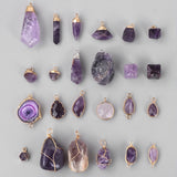 Amethysts Stone Pendants Purple Quartzs Crystal Healing Charms