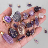 Amethysts Stone Pendants Purple Quartzs Crystal Healing Charms