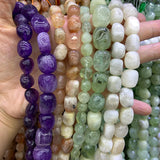 Irregular Amethysts Sunstone Prehnite Moonstone Stone Beads 15''