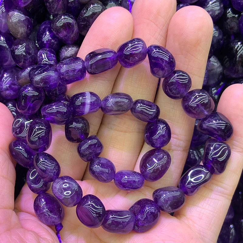 Irregular Amethysts Sunstone Prehnite Moonstone Stone Beads 15''