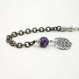 Amethyst Tasbih Style Islam Bracelet Metal Tassel Rosary Jewelry