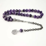 Amethyst Tasbih Style Islam Bracelet Metal Tassel Rosary Jewelry