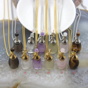 Amethyst/Tiger Eye Perfume Bottle Pendant Necklace