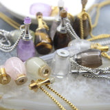 Amethyst/Tiger Eye Perfume Bottle Pendant Necklace