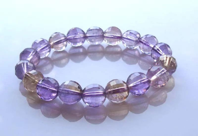 Ametrine Faceted 10mm Round Beads Stretch Bracelet Women Jewelry