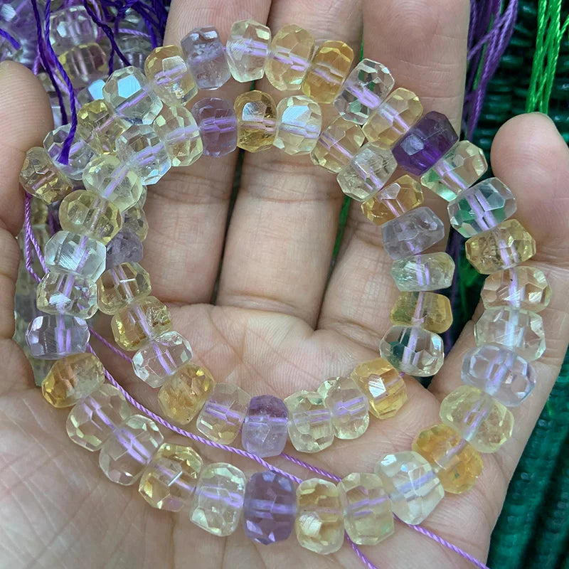 Faceted Ametrine Quartz Beads 15'' Rondelle Spacer Loose Beads