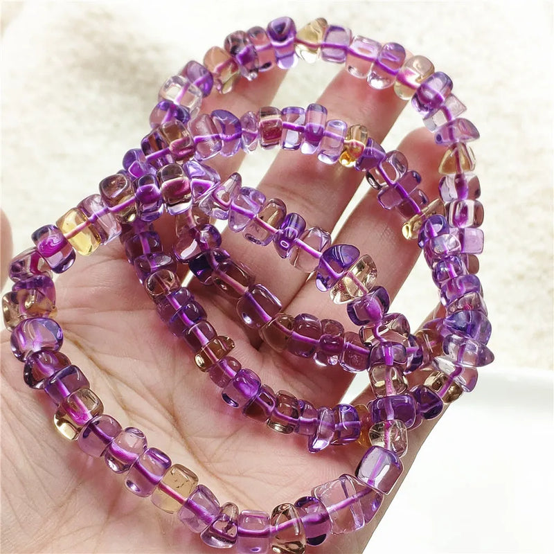 Natural Ametrine Quartz Beads Bracelet 8mm Women AAAAA