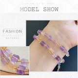Natural Ametrine Quartz Square Bracelet S925 Sterling Silver Chain