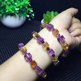 Ametrine Yellow Purple Crystal Bracelet 8mm Women Cube Beads Stretch AAAAA