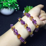 Ametrine Yellow Purple Crystal Bracelet 8mm Women Cube Beads Stretch AAAAA