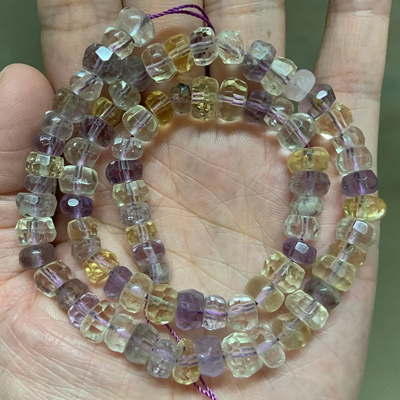 Natural Ametrines Beads Faceted Rondelle Heishi Spacer 15''