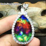 Natural Ammonite Ammolite Necklace Pendant Healing Stone Crystal Silver Jewelry