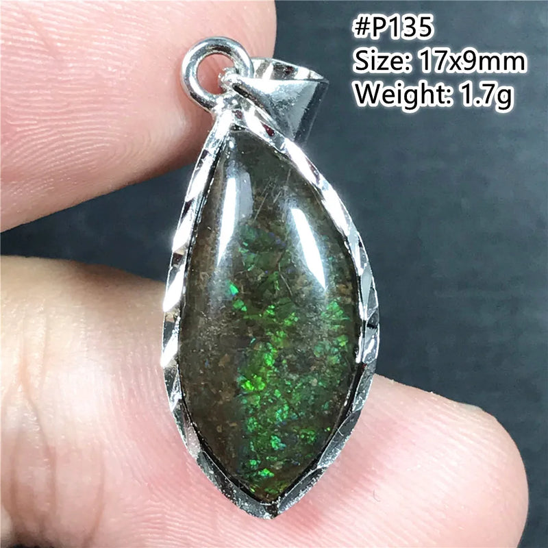 Natural Ammonite Ammolite Pendant Jewelry Healing Luck Gift Crystal Silver