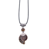 Ammonite Fossil Necklace with Lapis Lazuli Beads