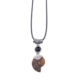 Ammonite Fossil Necklace with Lapis Lazuli Beads