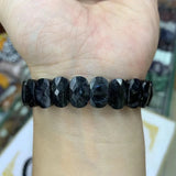 Natural Amphibole Arfvedsonite Stone Beads Bracelet