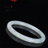 Ice-Glass Jadeite Jade Bangle with Floating Flowers Charms Fine Jewelry