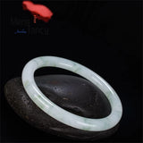 Ice-Glass Jadeite Jade Bangle with Floating Flowers Charms Fine Jewelry