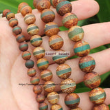 Natural Ancient Tibet Dzi Agate Brown/Green Round Space Beads
